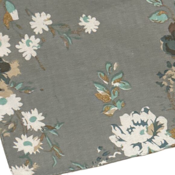 Pier 1 Imports Patchwork Floral Table Runner 100% Cotton 13" x 72" Gray Teal - Picture 6 of 8